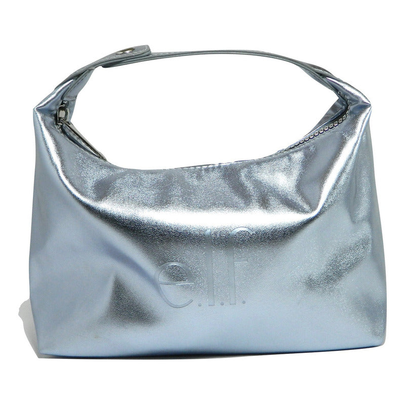Elf Bolso De Mano Cosmetiquera Plateada Brillante Metalizada Plateado Metalico