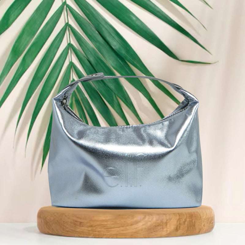 Elf Bolso De Mano Cosmetiquera Plateada Brillante Metalizada Plateado Metalico
