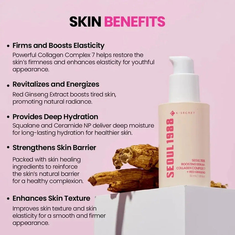 Seoul 1988 Suero Potenciador Complejo De Colágeno 7 + Ginsen Todo Tipo De Piel Día/noche