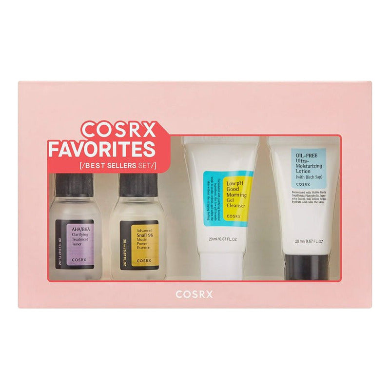 Cosrx18 Kit De Rutina Facial Coreana 4 Pasos | Gel Limpiador Ph Bajo, Tónico Aha/bha, Esencia De Baba De Caracol Y Loción Hidratante Sin Aceite | Limpieza, Hidratación Y Reparación De Piel
